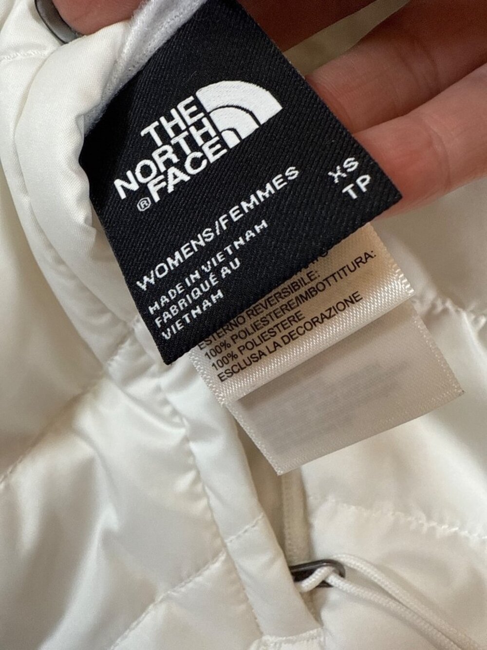 The North Face Womens XS White Quilted Mossbud Coat With Fleece Lining (MM500) - Picture 6 of 8